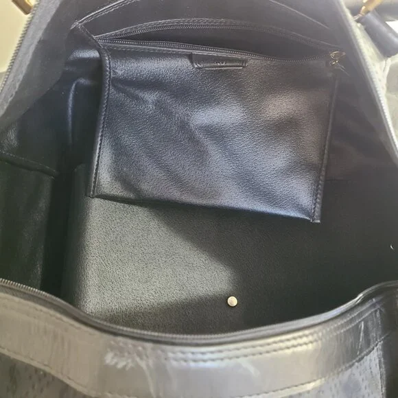 Yves Saint Laurent YSL Travel Bag Black Canvas Leather Duffle Shoulder Bag - Picture 6 of 12